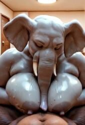 1boy1girl ai_generated animal_genitalia animated anthro big_penis blowjob blue_eyes chubby chubby_female closed_eyes elephant elephant_girl elephantid erect_nipples fat fellatio female grey_body grey_skin huge_breasts huge_cock large_areolae moaning oral oral_penetration oral_sex overweight overweight_female paizuri penis_between_breasts plump pov sound sound_warning straight tagme titjob trunk trunk_(anatomy) video vlrgromns werewolf wet