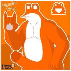 amphibian anthro digital_media_(artwork) flipnote_frog flipnote_hatena flipnote_studio_(artwork) flipnotecreation frog genitals male male_only muscular nintendo nintendo_ds_family nintendo_dsi orange_body orange_skin penis slightly_chubby solo thick_penis