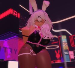 1girls 3d :3 alternate_version_available armband arms_behind_back big_breasts bowtie breasts bunny_ears bunnysuit clothed collar female female_focus female_only fishnets hairband hairclip long_hair looking_at_viewer neon_lights niki_okarin playboy_bunny poker_cards rabbit_hole_(vocaloid) roblox robloxian smug standing straps thick_thighs thigh_strap white_hair wrist_cuffs wristband