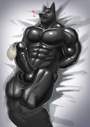 2024 anthro asphyxiation bed big_penis biped bodily_fluids canid canine canis clothing cum furniture genital_fluids genitals hi_res huge_cock humanoid_genitalia humanoid_penis latex latex_clothing latex_skinsuit lying male mammal muscular muscular_anthro muscular_male muscular_sub on_back on_bed penis skinsuit solo submissive submissive_anthro submissive_male tight_clothing vein veiny_penis wolf yejibudingzi