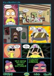 clothing comic comic_page electronics english_text female human male mop_goblin morty_smith nancy_(rick_and_morty) no_sex page_80 page_number pale_skin rick_and_morty sketchtoons summer_smith tricia_lange vr_headset