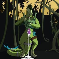 animated anthro big_penis bodily_fluids cum cum_in_ass cum_inside cum_while_penetrated dinosaur duo ejaculation excessive_cum excessive_genital_fluids extinct feathered_dinosaur feathered_scalie feathers feral forest forest_background generation_3_pokemon genital_fluids genitals grovyle hi_res hryssar lithulraptor male male/male nature nature_background nintendo penetration penis plant pokemon pokemon_(species) prehistoric_species reptile scalie sex size_difference sorambit stand_and_carry_position standing standing_sex terens theropod tree