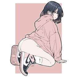 1girls ass ass_focus big_ass black_hair female female_only nike shika_snkrs