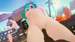 1boy 1girls 3d animated ass beach brown_skinned_male cat_ears cat_humanoid cat_tail catgirl cyan_hair erect_nipples erect_penis female flower_in_hair grinding grinning_at_viewer happy_sex humanoid_penis koikatsu looking_at_partner looking_at_viewer looking_back male multicolored_eyes nude_female nude_male outdoors outside posing_for_the_viewer public public_nudity public_sex reverse_cowgirl_position riding rosedoodle_(vtuber) smile tagme thatvincent vaginal_penetration vaginal_penetration video virtual_youtuber vrchat vrchat_avatar vtuber wet_pussy