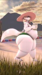 ass bbw big_ass big_breasts breasts bubble_ass bubble_butt cleavage denise_(queenkabu) fat fat_belly fat_female female fox fox_ears fox_girl fox_tail furry huge_ass huge_breasts kingofthekabuto overweight queenofthekabuto sunhat tagme tail thick_thighs trans_woman transfem vulpine white_fur wide_hips