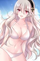 1girls alternate_costume bikini breasts corrin_(fire_emblem) corrin_(fire_emblem)_(female) female female_only fire_emblem fire_emblem_fates kirishima_riona nintendo solo swimsuit white_bikini white_swimsuit