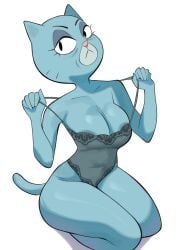 1girls 2024 5_fingers anthro areola areola_slip arms_bent bent_leg big_areola big_breasts big_eyes biped black_eyebrows black_eyes black_markings blue_areola blue_body blue_breasts blue_ears blue_fur blue_tail breasts cartoon_network clothed clothed_anthro clothed_female clothing clothing_pull collarbone curvy_figure dark_areola dark_eyebrows digital_drawing_(artwork) digital_media_(artwork) domestic_cat elderly_anthro elderly_female eyebrows eyelashes eyeshadow felid feline felis female female_only fingers frown full-length_portrait fur gilf glistening glistening_breasts granny grey_clothing grey_eyeshadow grey_lingerie head_tilt hi_res humanoid_hands jpeg kneeling legs_together light_body light_breasts light_ears light_fur light_nose light_tail lingerie long_eyelashes looking_at_viewer makeup mammal markings mary_senicourt mature mature_anthro mature_female mature_woman monotone_body monotone_breasts monotone_fur monotone_tail mouth_closed newguy1091 off_shoulder old old_woman pattern_clothing pattern_lingerie pink_nose pinup portrait pose prick_ears shadow simple_background solo solo_female tail teddy_(clothing) the_amazing_world_of_gumball thick_thighs whisker_markings white_background