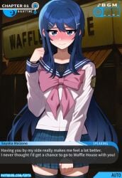 ai_generated blue_hair blush danganronpa english_text fake_screenshot hiita_(hitta_99) maizono_sayaka