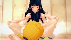 2girls black_hair black_hair_female blake_belladonna blonde_female blonde_hair canon_couple female_on_top multiple_girls nude_female robotic_arm rwby stormstriker wet_body yang_xiao_long yellow_eyes