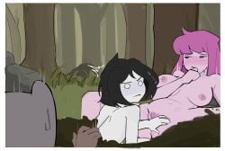 1boy 2girls adventure_time aldorian ass big_ass big_breasts big_butt big_nipples big_thighs big_titties black_hair blush breasts canon_couple curvaceous curvaceous_female female female/female female_pubic_hair finn_the_human forest forest_sex grey_skin imminent_cunnilingus imminent_lesbian_sex imminent_sex lesbian_couple lesbian_sex long_hair marceline marceline_the_vampire_queen multiple_girls nipples nude nude_female pink_body pink_hair pink_skin princess_bubblegum pubic_hair pussy rubber spread_legs vampire vampire_girl voyeur watching watching_sex yuri