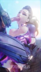 1girls 2monsters 3d amelie_lacroix animated blowjob fraxxlr lizard no_sound overwatch overwatch_2 sex tagme video widowmaker