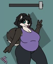 animated anthro belly_overhang bra breasts canid canine canis cleavage clothed clothing domestic_dog female genitals hi_res husky kayla_(lonnyk) lonnyk mammal navel nipples nordic_sled_dog nude overweight overweight_female panties pussy sagging_breasts shocked solo spitz underwear undressing