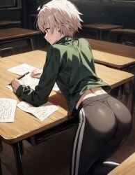 1boy 1girls against_table ai_generated ass femboy my_teen_romantic_comedy_snafu rtxfus school totsuka_saika yaoi yoga_pants