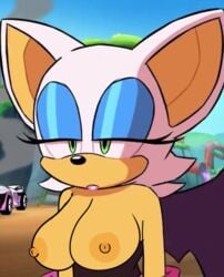 blue_eyeshadow breasts casual_nudity edit eyeshadow female green_eyes htdmason no_bra public_nudity rouge_the_bat screenshot screenshot_edit solo sonic_(series) team_sonic_racing team_sonic_racing_overdrive