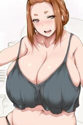 1girls big_breasts breasts brown_hair busty cleavage curvaceous curvy curvy_body curvy_female curvy_figure female huge_breasts kaii_to_otome_to_kamikakushi large_breasts mole mole_under_eye short_eyebrows small_eyebrows sumireko_ogawa tsukasawa_takamatsu tukasawa02 voluptuous