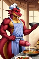1boy ai_generated anthro anthro_dragon chef_uniform cum_in_food curry dragon large_penis male_only masturbation muscular muscular_male perchance_ai reptile restaurant scalie solo solo_male tagme veiny_penis wine wine_bottle wine_glass wingless_dragon