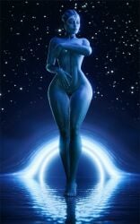 1girls 2024 3d 3d_(artwork) alien alien_girl alien_humanoid anklet asari bioware bloo3d blue-skinned_female blue_body blue_eyes blue_skin bracelet breasts collarbone covering_breasts covering_self digital_media_(artwork) electronic_arts feet female female_only genitals hi_res humanoid jewelry looking_at_viewer mass_effect mass_effect_2 navel nude nude_female pose posing pussy samara solo thigh_gap vagina wide_hips