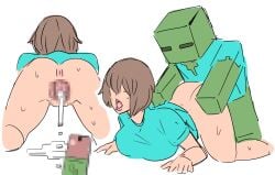 cum cum_in_pussy cum_inside female human_female kandenki mature_female minecraft minecraft_mob mob monster monster_on_female monster_on_human stella_(femsteve) tagme wide_hips zombie