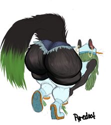 anthro daisy_dukes female female_only furry green_hair jeans pyredaemos short_shorts shorts solo solo_female squigga squirrel