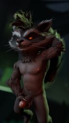 3d_(artwork) anthro armpit bedroom_eyes digital_media_(artwork) genitals grin guardians_of_the_galaxy hand_behind_head hi_res holding_penis humanoid_genitalia ks_simp_(artist) looking_at_viewer male mammal marvel marvel_rivals narrowed_eyes nipples penis procyonid raccoon red_eyes rocket_raccoon seductive short_stack smile solo whiskers