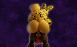 3_toes 3d 3d_(artwork) 5_fingers animatronic anthro anthro_on_anthro anthro_only anthro_penetrated anthro_penetrating arms_around_partner ass back balls big_ass blender carrying_partner chicken feet_together female five_nights_at_freddy's glitch02 green_eyes head_tilted_back holding_partner leg_lock legs_around_partner male on_model orange_feet penetration penile_penetration penis purple_background pussy rabbit runaboo_chica segmented_arms segmented_body sex spring_bonnie_(fnaf) straight tail tail_tuft toy_chica_(fnaf) two_tone_body two_tone_fur vaginal_penetration yellow_body yellow_fur