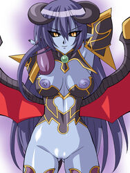 astaroth astaroth_(shinrabanshou) blue_skin clothing demon_girl demon_horns demon_tail demon_wings horns medium_breasts pointy_ears shinrabanshou succubus