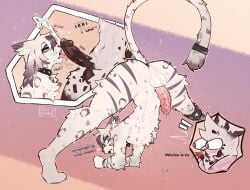 anthro ass_up bodily_fluids cum duo felid feline genital_fluids hi_res jack-o'_pose lagomorph leporid male male/male mammal pose quinn_(notsushii) rabbit sashimii_(notsushii)
