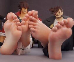 2boys bara foot_fetish foot_focus gay guilty_gear guilty_gear_strive mrgtsfloop safe slayer_(guilty_gear) sol_badguy