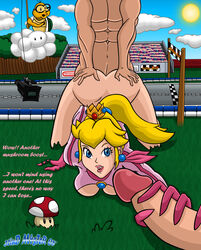 color day female handjob human interspecies lakitu male mario_(series) mario_kart nintendo nude outdoors penis princess_peach sex straight straight_hair tagme