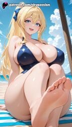 1girls 2025 ai_assisted ai_generated anime artist_name bangs barefoot beach big_breasts big_breasts big_breasts big_chest blonde_hair blue_eyes blue_sky blush breast breasts breasts breasts bust busty chest cloud cloudy_sky day explicit feet feet_fetish female foot_fetish foot_focus foreshortening giant_breasts goblin_slayer heavy_breasts hi_res high_quality high_resolution highres horizon huge_boobs huge_breasts large_breasts long_hair looking_at_viewer massive_boobs massive_breasts ocean one-piece_swimsuit open_mouth outdoors patreon patreon_username ponytail pool poolside priestess_(goblin_slayer) sky skypassion smile soles solo stable_diffusion swimsuit symbol-shaped_pupils toes water watermark wet