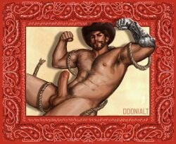 armpit_hair armpits body_hair cole_cassidy cowboy_hat ddonialt flexing male_only overwatch overwatch_2 prosthetic_arm rope solo