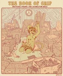 5:6 anthro armpit_hair attic bodily_fluids body_hair chip_(obrien) claws cover cover_art cover_page cum english_text eyewear foreskin genital_fluids genitals gesture glasses hi_res inside magazine male mammal mouse murid murine nerd nude obrien_(artist) penis plantigrade porn_magazine pornography pubes rodent skinny solo tail text waving