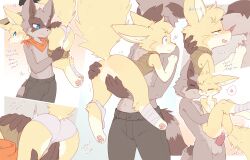 ancesra ancesra_(ancesra) anthro battle_fennec_(character) canid canine carrying_another clothed clothing clothing_around_one_leg duo female fennec_fox fingering fox hi_res male male/female mammal panties panties_around_one_leg panties_down partially_clothed procyonid raccoon sex true_fox underwear underwear_around_one_leg underwear_down