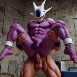 abs ai_generated anal animated anthro balls barefoot blue_wristband bouncing_balls bouncing_penis comfyui cooler_(dragon_ball) dragon_ball dragon_ball_z duo empty_eyes feet gay glowing_eyes helmet indoors legs_up male male/male male_only masked muscular muscular_thighs navel nipples pectorals penis purple_skin reverse_stand_and_carry_position son_goku spread_legs stand_and_carry_position standing_sex tagme tan_skin veins video yaoi yellow_eyes