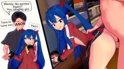 1boy 1girls 3d against_desk animated ass ass_shake bent_over big_ass blue_hair bottomless breasts brown_eyes doggy_style english_text fairy_tail fat_ass female hand_on_own_face happy_sex height_difference highres holding_hands huge_ass jiggle koikatsu_(medium) legs long_hair looking_back looking_pleasured male multiple_views naughty_face no_bra no_panties open_clothes open_mouth penis pleasure_face pleasured pussy sex sex_from_behind sideboob skirt small_breasts smile tagme thighs tongue twintails vaginal_penetration video wendy_marvell