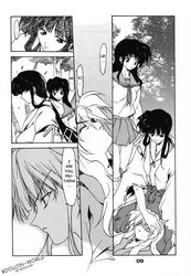 arrow artist_request bow_(weapon) comic doujinshi inuyasha inuyasha_(character) kagome_higurashi kikyo_(inuyasha) naraku