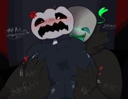 1boy 1girls angry blush breasts c1as31cevi2 clothing cyan_eyes die_of_death_(roblox) drooling female fluffy forsaken_(roblox) male male/female minecraft:_story_mode monster pumpkin pursuer_(die_of_death) roblox roblox_game robloxian rubbing tagme the_white_pumpkin tongue touching twitter_link