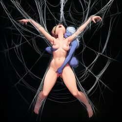 ai_generated bondage breast_grab breast_grab_from_behind drow fingering fingering_from_behind fingering_partner gwen_stacy gwen_stacy_(spider-verse) head_tilt head_tilted_back helpless helpless_female helpless_girl kissing_neck licking_neck marvel spider-man:_across_the_spider-verse spider-man:_into_the_spider-verse webbed webbed_feet webbed_hands