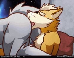 anal animated canid canine canis clothed clothing fox fox_mccloud gay male male_only mammal nintendo oral rimming sex star_fox text topless ventkazemaru video_games whiskers wolf wolf_o'donnell yaoi