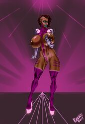 1girls 2019 big_breasts bimbo breastless_clothes dark-skinned_female dark_skin facing_viewer female full_body nipple_piercing platform_heels rekks solo