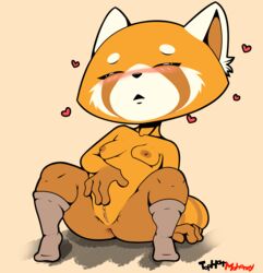 absurd_res aggressive_retsuko ass blush breasts closed_eyes clothing female hi_res legwear masturbation nipples nude pussy retsuko rubbing sanrio smooth_skin socks solo tophatmahoney