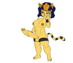 animal_crossing ankha anthro areolae balls big_penis breasts cat_ears feline fried-chicken furry futanari holding_penis huge_cock huge_penis large_penis medium_breasts nintendo nipples penis simple_background tail white_background year_request