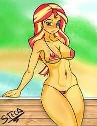 anthro bikini equestria_girls female friendship_is_magic my_little_pony solo steca sunset_shimmer thelazyart