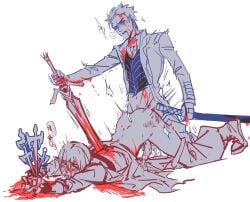 ahe_gao blood blush brother/brother brothers cum cum_inside dante demon_boy devil_may_cry gay gay_anal gay_domination gay_sex gore incest male/male male_focus male_penetrated male_penetrating rape sex sex_from_behind sword twincest vergil yaoi