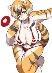 anthro big_breasts bikini breasts cleavage feline female furry huge_breasts mx99926 thick_thighs tiger tiger_girl wide_hips