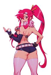 ass big_ass large_breasts liyart ponytail red_hair tengen_toppa_gurren_lagann thighs white_background yellow_eyes yoko_littner