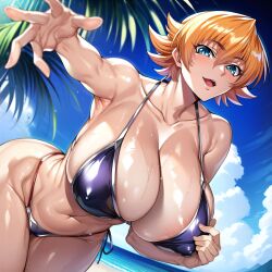 1girls ai_generated alternate_breast_size big_breasts bikini bostin breasts busty curvaceous curvy curvy_body curvy_female curvy_figure female huge_breasts igawa_sakura large_breasts nipples sweat sweating sweaty sweaty_body sweaty_breasts swimwear taimanin_(series) thick_thighs thighs venus_body