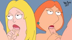 2boys 2girls alpha_male american_dad animated big_lips cаrtoon family_guy fellatio female francine_smith lois_griffin male milf nickartist oral red_lipstick sеxy