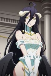 ai_generated albedo_(overlord) black_hair overlord_(maruyama) succubus yellow_eyes yujiai