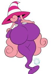 1girls blinding_bangs breasts female gloves huge_breasts kingmelon mario_(series) massive_breasts paper_mario paper_mario:_the_thousand-year_door pink_hair purple_body purple_skin solo vivian_(paper_mario) witch_hat